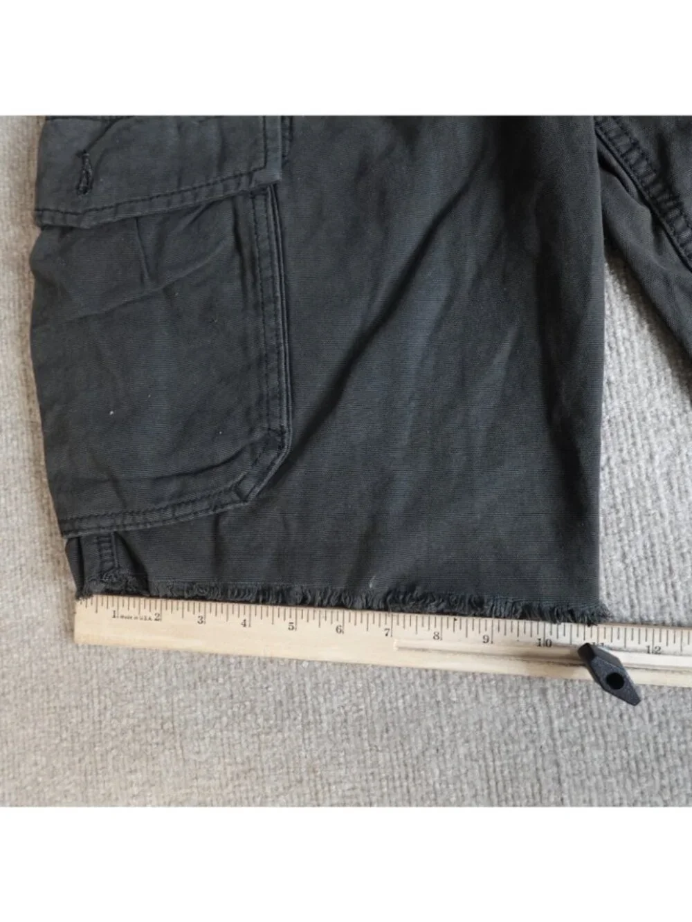True Religion Mens Shorts 36 Black Solid Cargo Drawstring